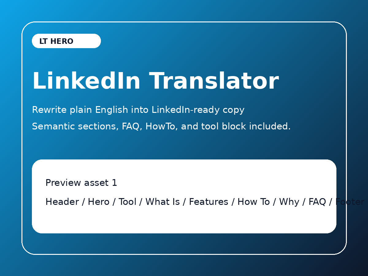 LinkedIn Translator preview card showing a before and after rewrite example.